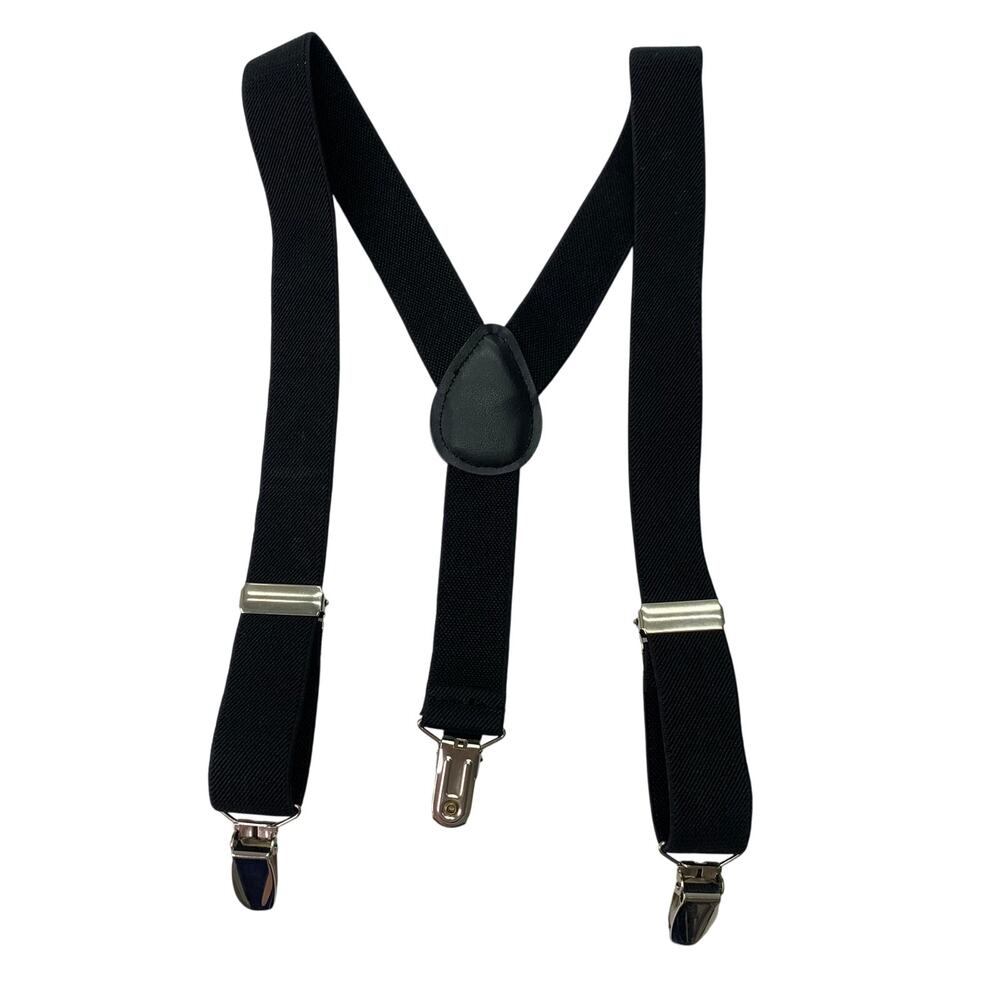 Carter's Suspenders Boys Sz 9M-3YR Black Silver Claw Clasp Suspenders Tux Tie